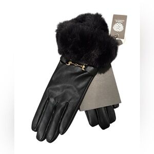 NWT Vince Camuto Black Faux Cuff Leather Gloves | Small